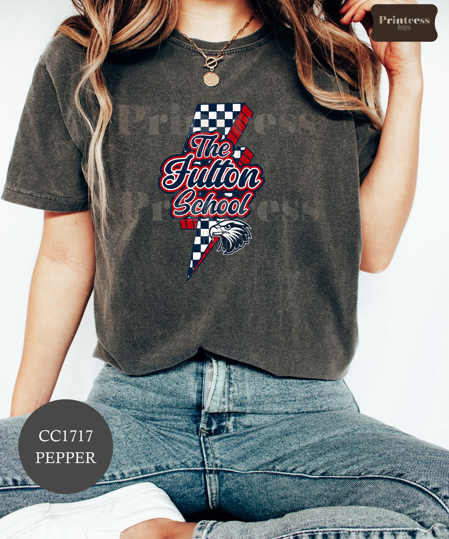 The Fulton School - Checkered Lightning Bolt