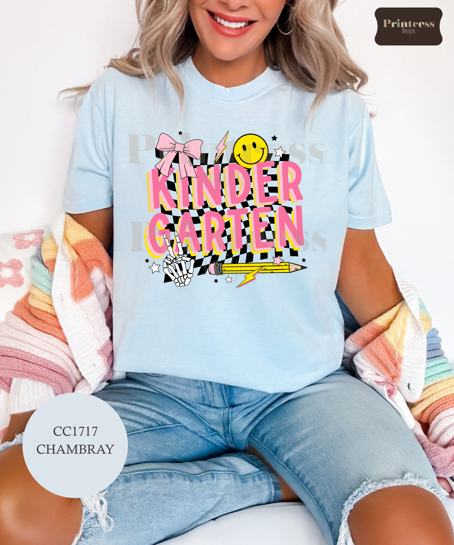 Kindergarten Retro Checkered Smiley