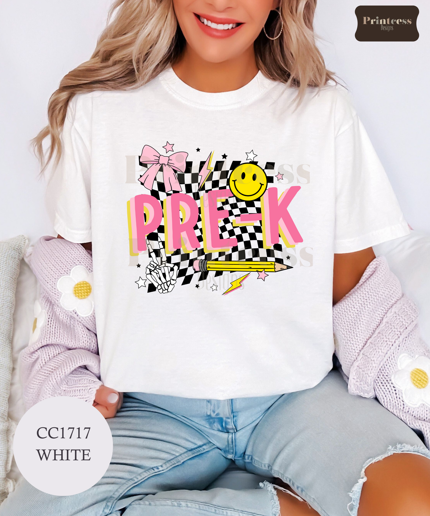 Pre-K Retro Checkered Smiley