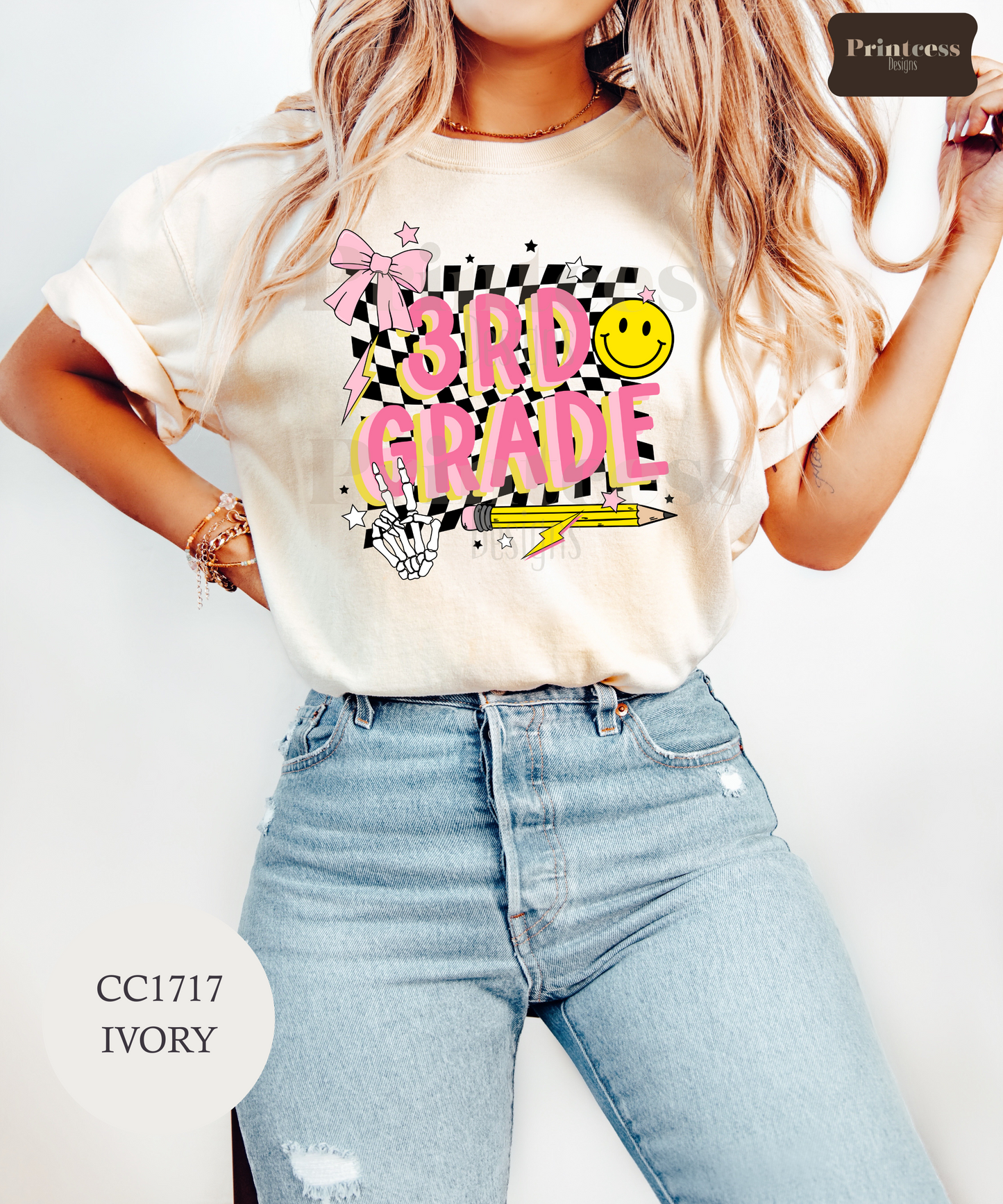 Third Grade Retro Checkered Smiley