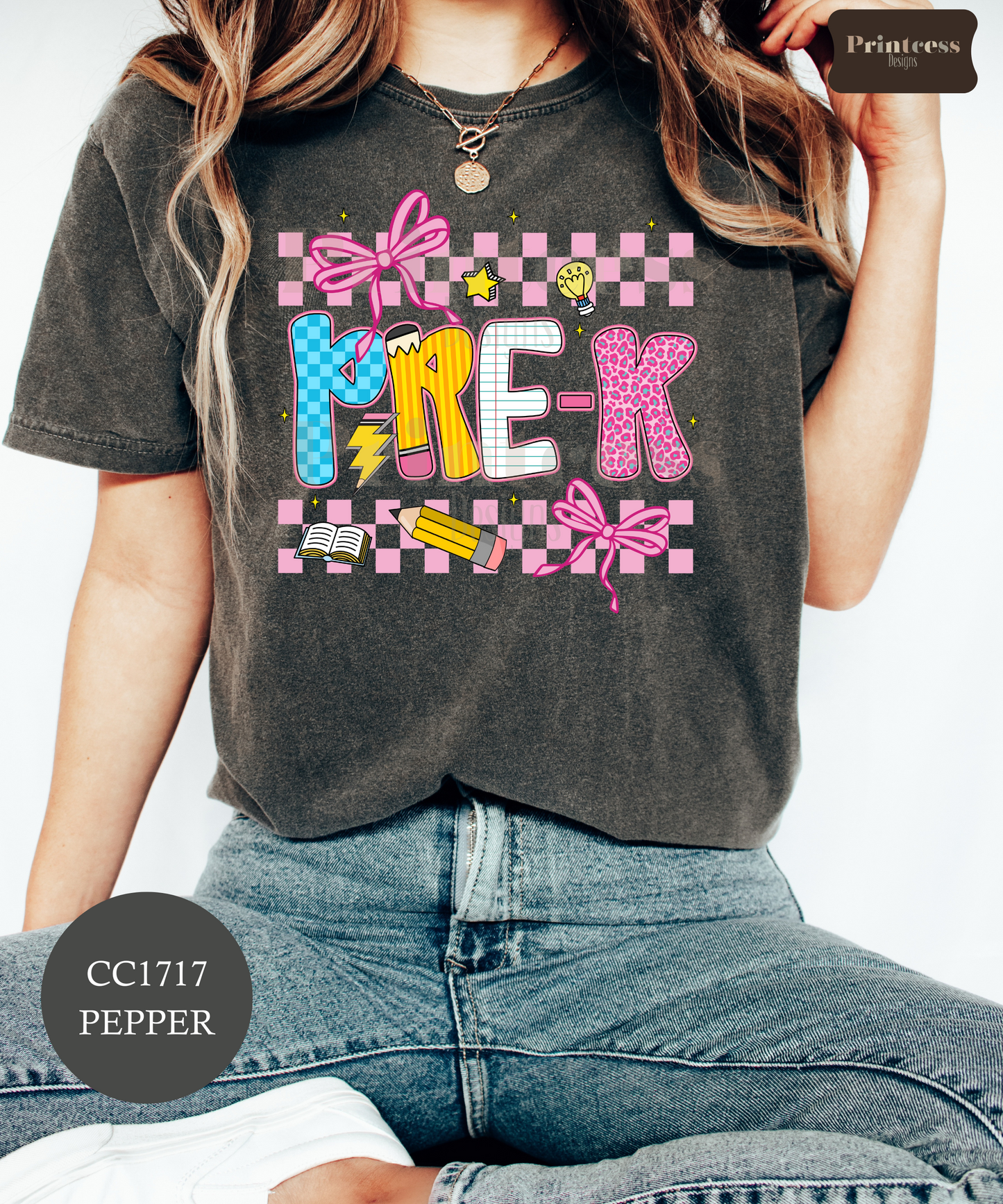 Pre-K Checkered Bow