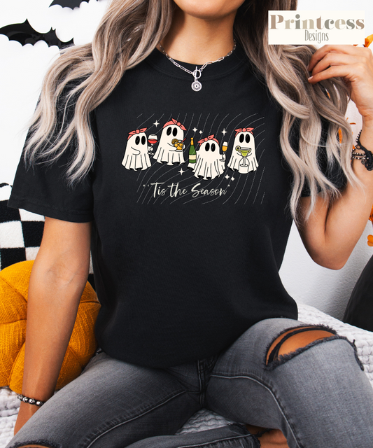 Tis The Season Cute Ghost Drinking